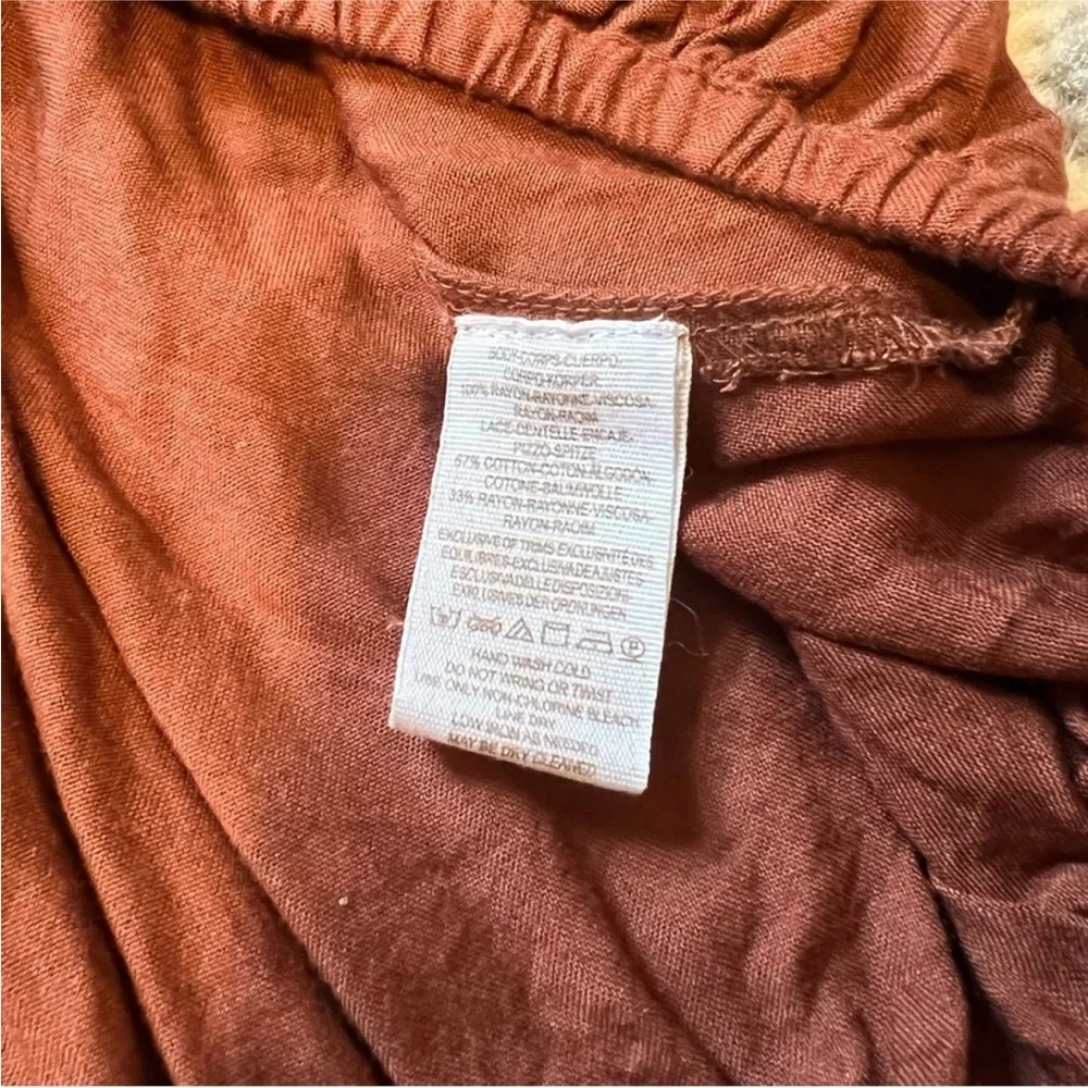 Free People Burnt Orange Crochet Blouse